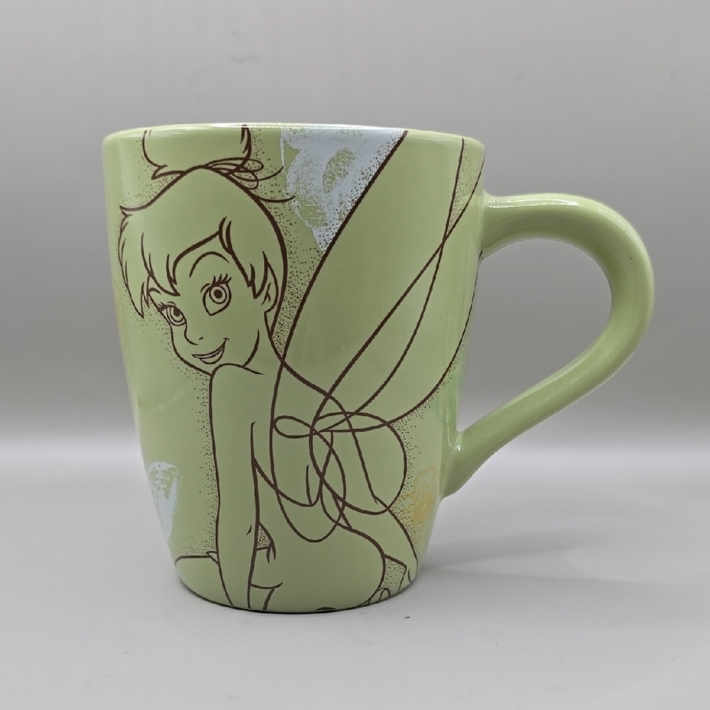 Disney Store Tinker Bell 16oz Cup Mug Green Exclusive Fairies Sketch Collectible